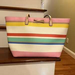 Kate Spade leather pastel stripe tote bag